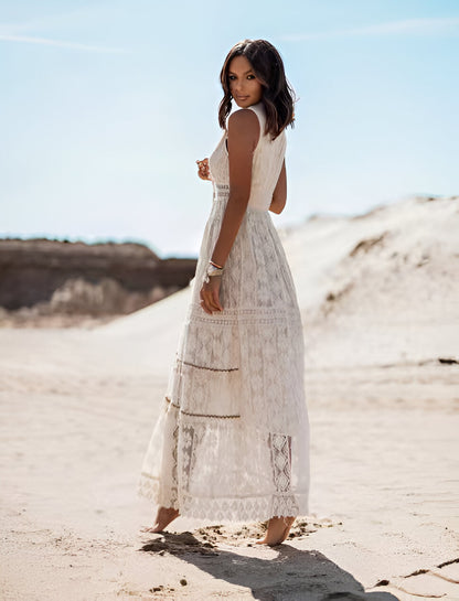 CATALINA™ | Sunrise Lace Panel Boho Dress