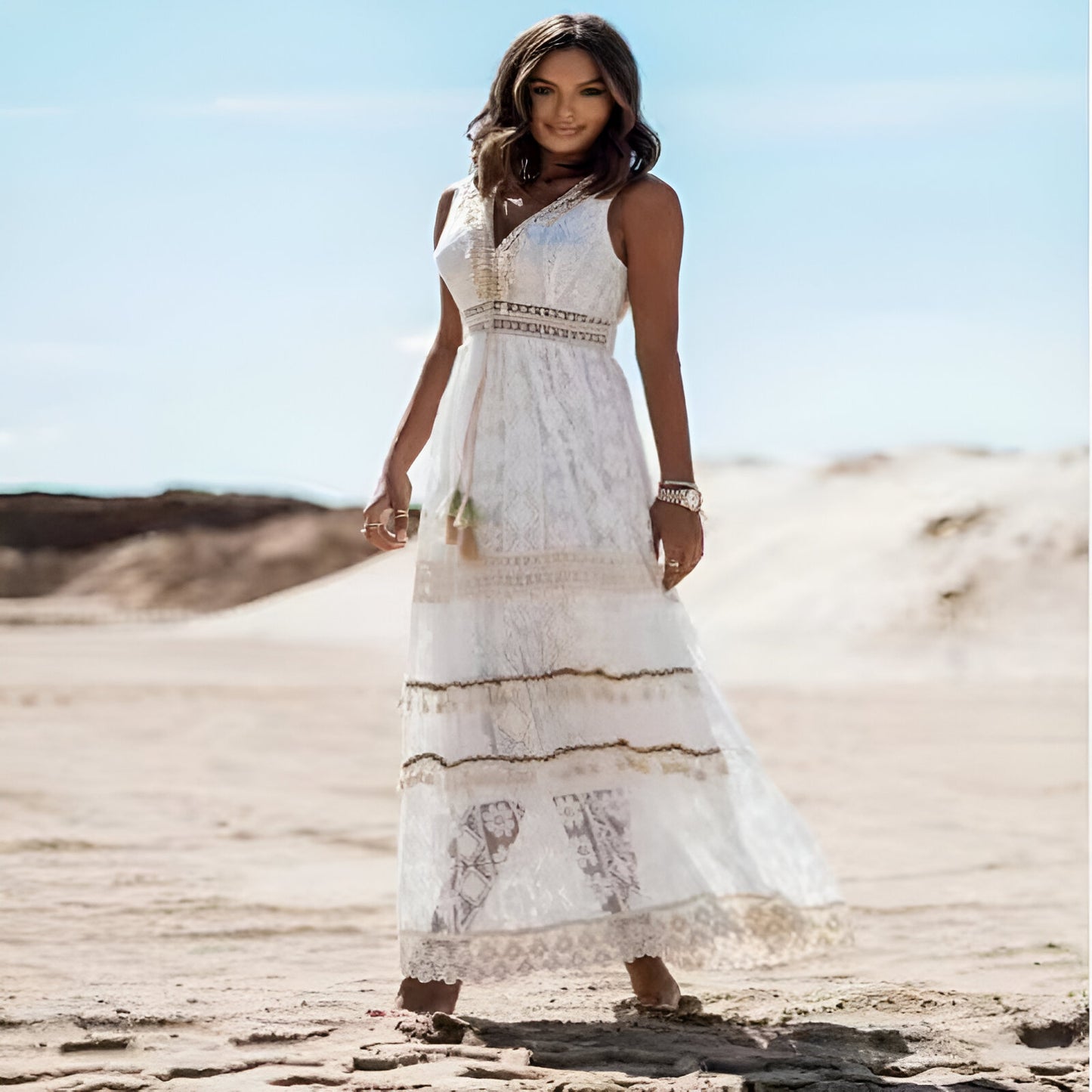 CATALINA™ | Sunrise Lace Panel Boho Dress