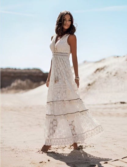 CATALINA™ | Sunrise Lace Panel Boho Dress