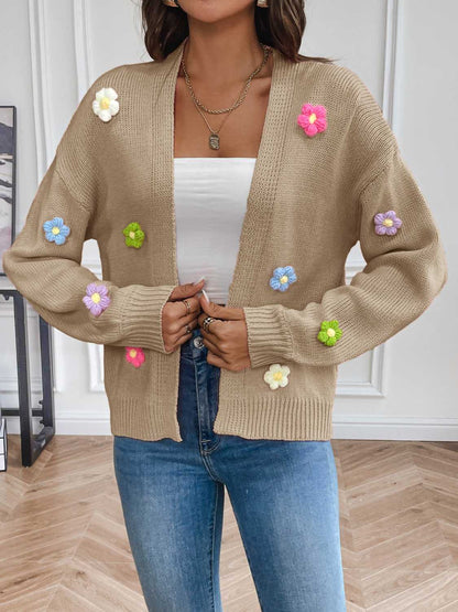 Floral Long Sleeve Open Front Cardigan