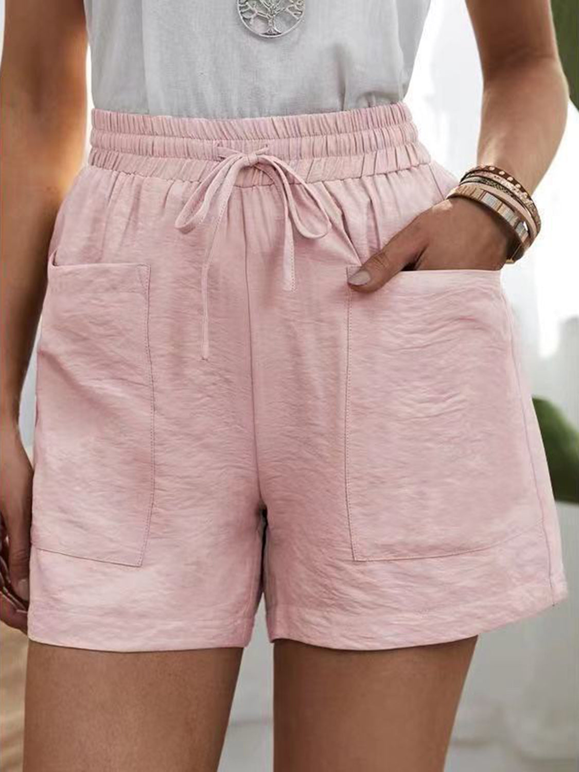 Full Size Drawstring Shorts with Pockets