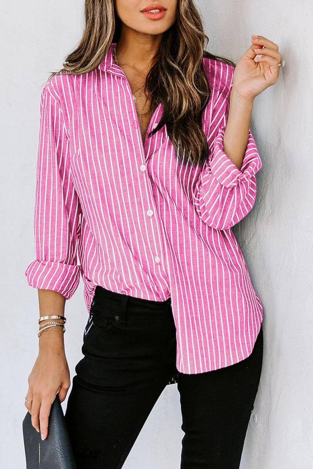 Striped Button Up Long Sleeve Shirt