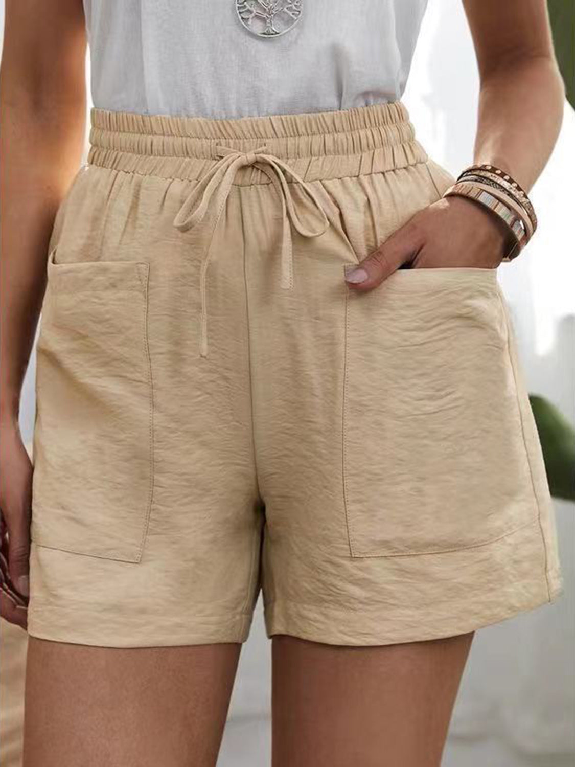 Full Size Drawstring Shorts with Pockets